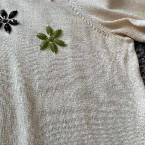 Kate Spade Floral Cluster Jewel Embellished Cardigan Sweater - Picture 9 of 9